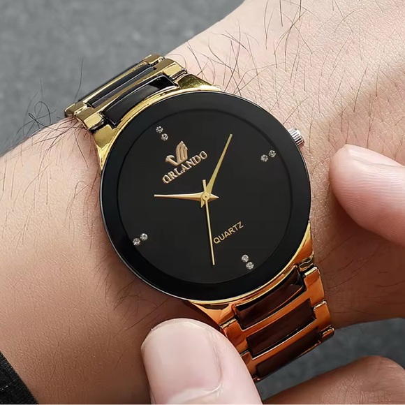 Orlando Gold and Black Quartz Watch Set